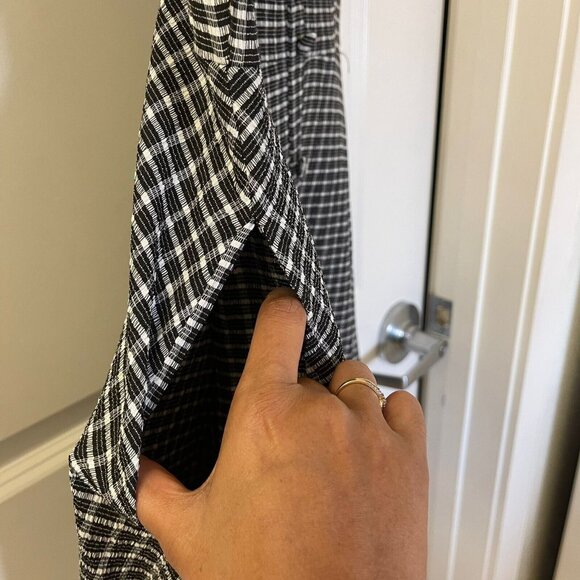 Ginger Women's Black White Fit Flare Plaid Mini Button Pocket Dress Size M - Picture 6 of 8